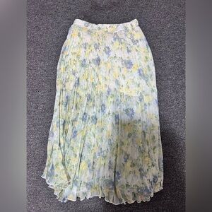 Yellow/ blue/ Green floral midi skirt